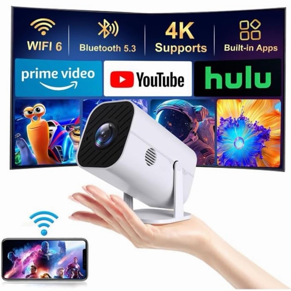 Mini Projector with Wifi and Bluetooth, Built-in Apps,Movie Projector - Picture 1 of 12
